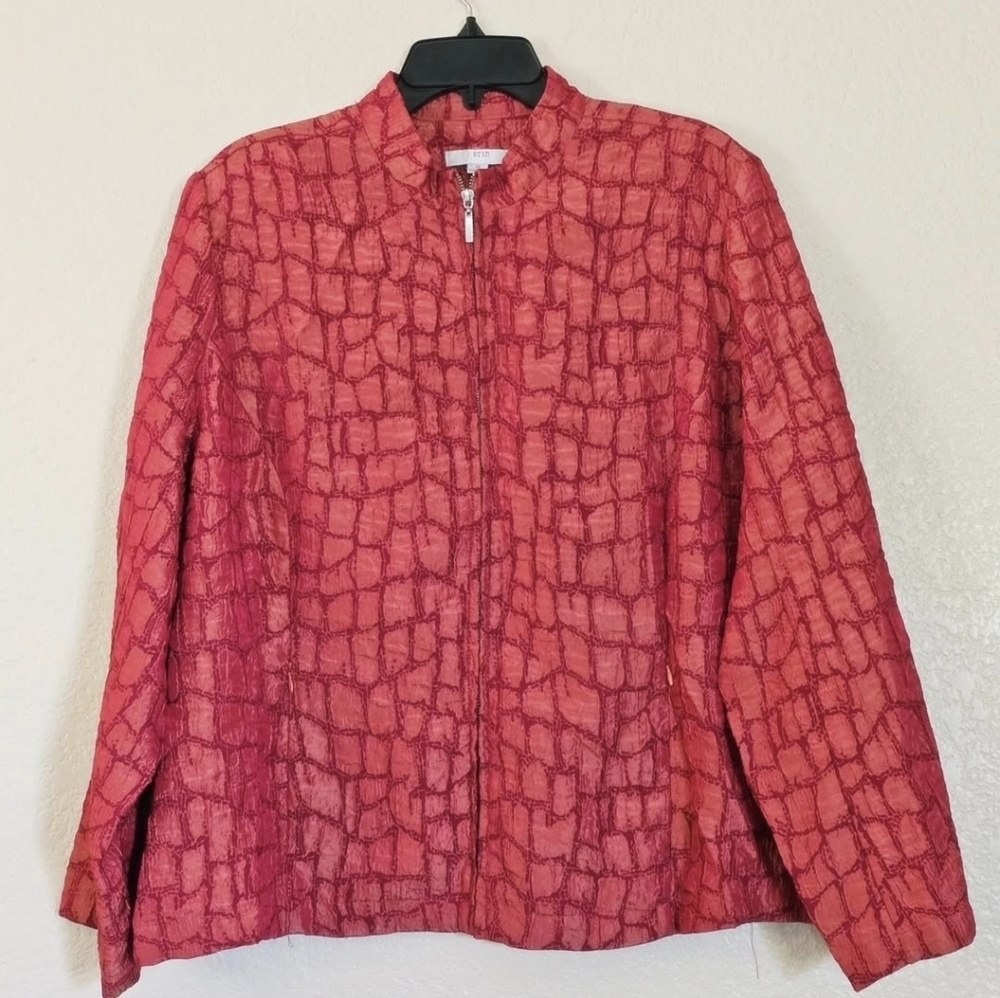 Pink/Orange Dressy Textured Zip-Up Blazer/Jacket